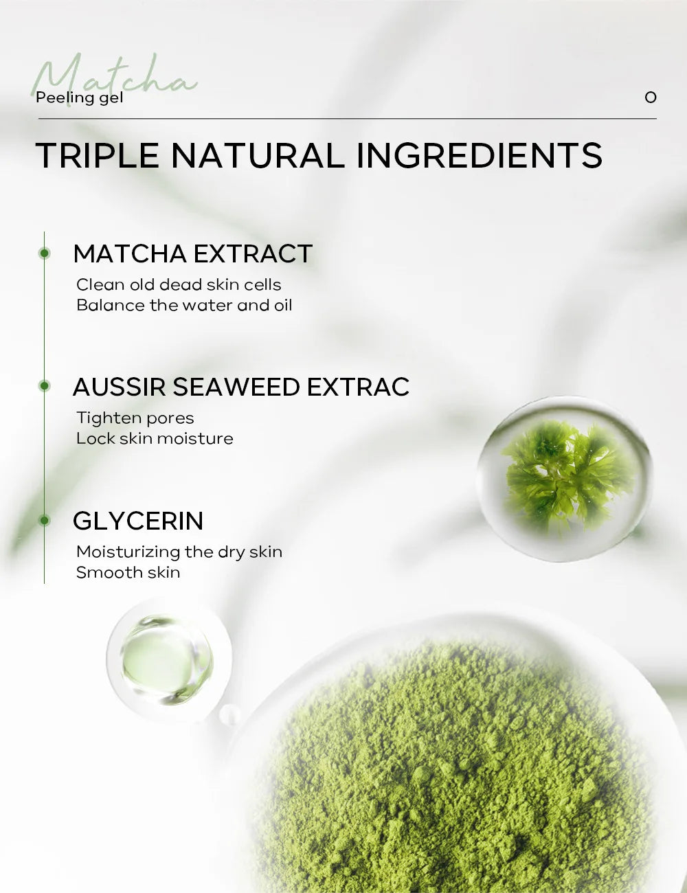 Matcha Peeling Gel Gentle Oil Control Body Face Scrub Cleansing Pores Treatment Acne Remove Blackhead Facial Exfoliation Gel