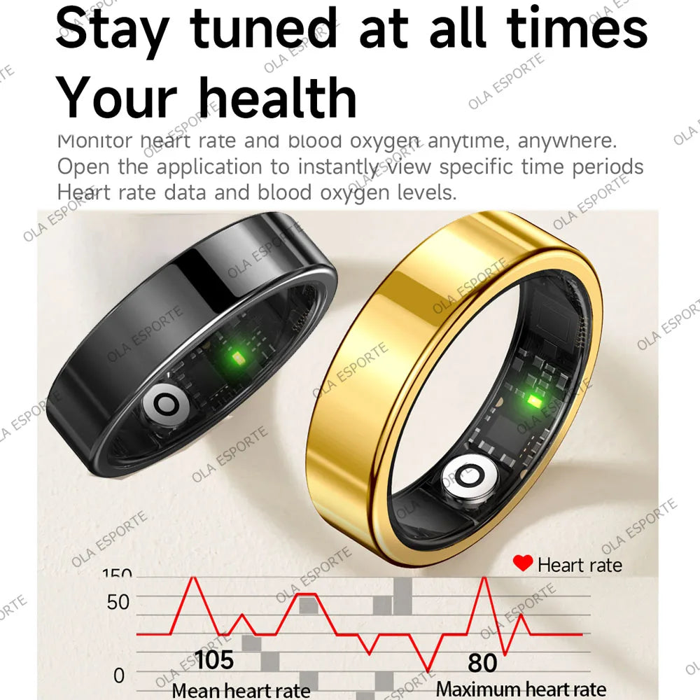 R09 Smart Ring Men Women with Charging Case Heart Rate Blood Oxygen Skin Temperature Monitor Waterproof For Android iOS R12