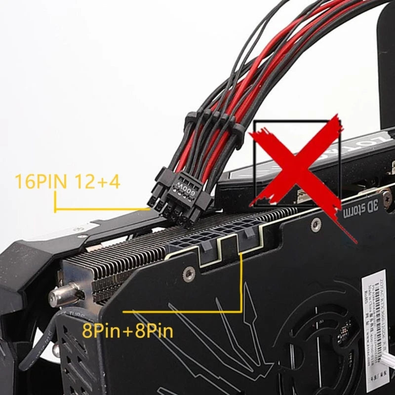 12PIN to Two 6+2 Graphics Card Cable Adapter 12Pin Female to 2x 6+2Pin Male for PCIe Power Cable for Graphics Cards
