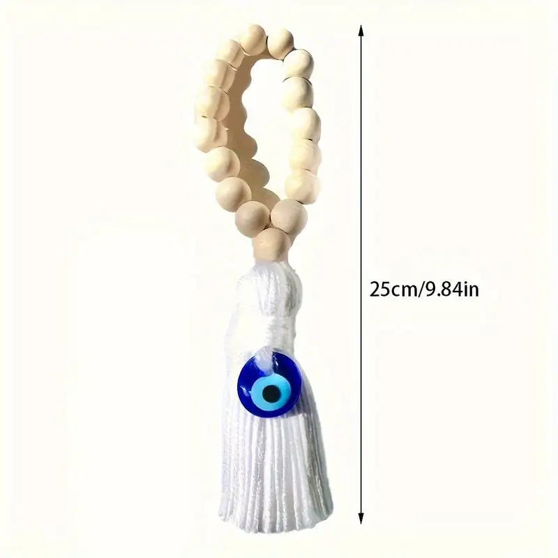 Wooden Patronus Amulet Tassel with Evil Eye Bead Door Handle Hanging Ornaments Modern Home Aesthetic Decor Home Decor Gift
