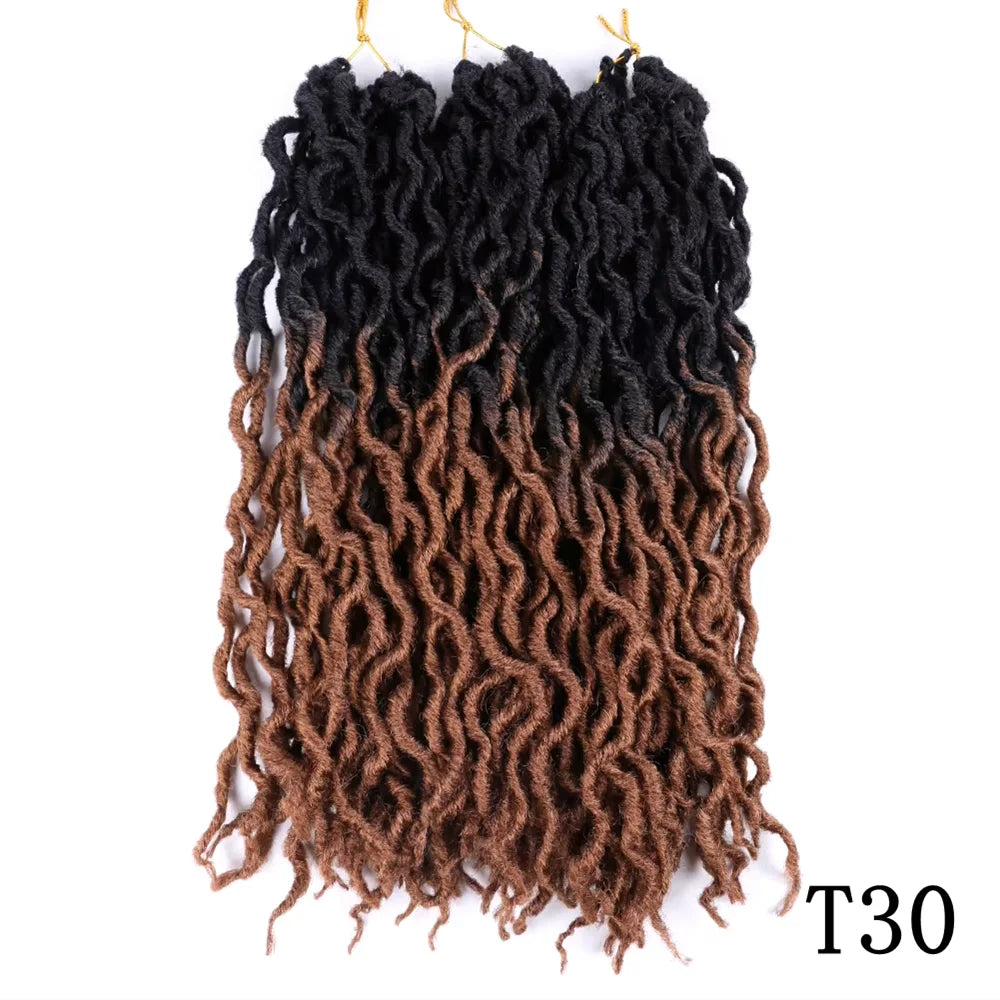18 Inch Synthetic Gypsy Locs Wavy Crochet Braid Dreadlock Curly Wavy Twist Braiding Hair Extension African Root Braid for Women