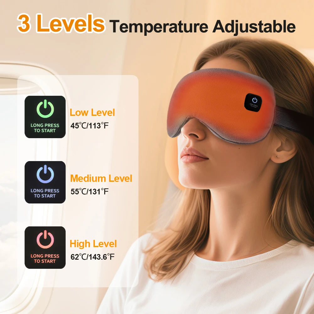 Heated Eye Mask for Dry Eyes Warm Eye Compress Sleeping Mask Light Blocking Washable Eye Heating Pad for Travel Office Home