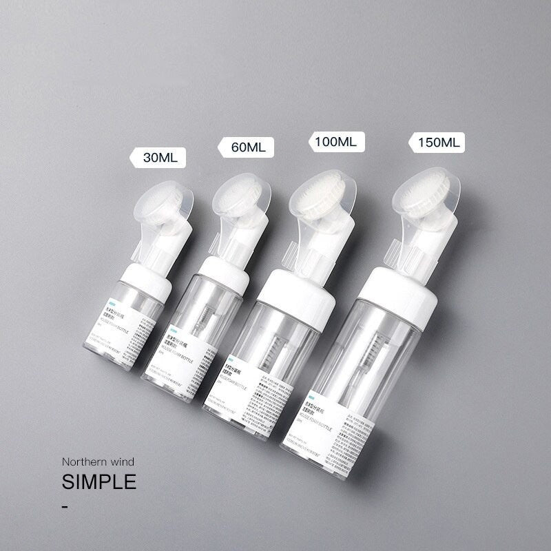 Facial Cleanser Foaming Bottle Mini Foaming Soap Dispenser With Clean Brush Head For Home Outdoor,Transparent Foam Bottle