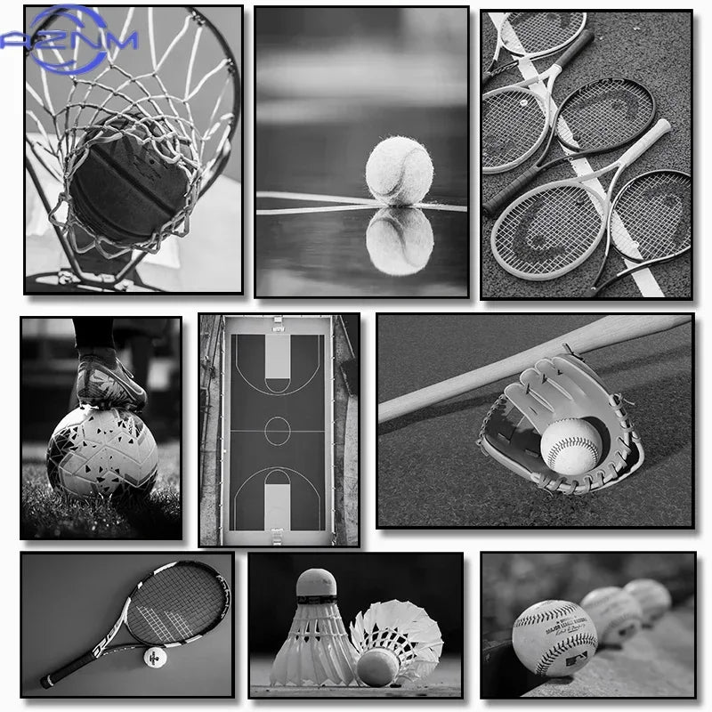 Classic Outdoor Sports Golf Tennis Basketball Black White Photography Art Poster Canvas Paintings Wall Art Pictures Home Deco