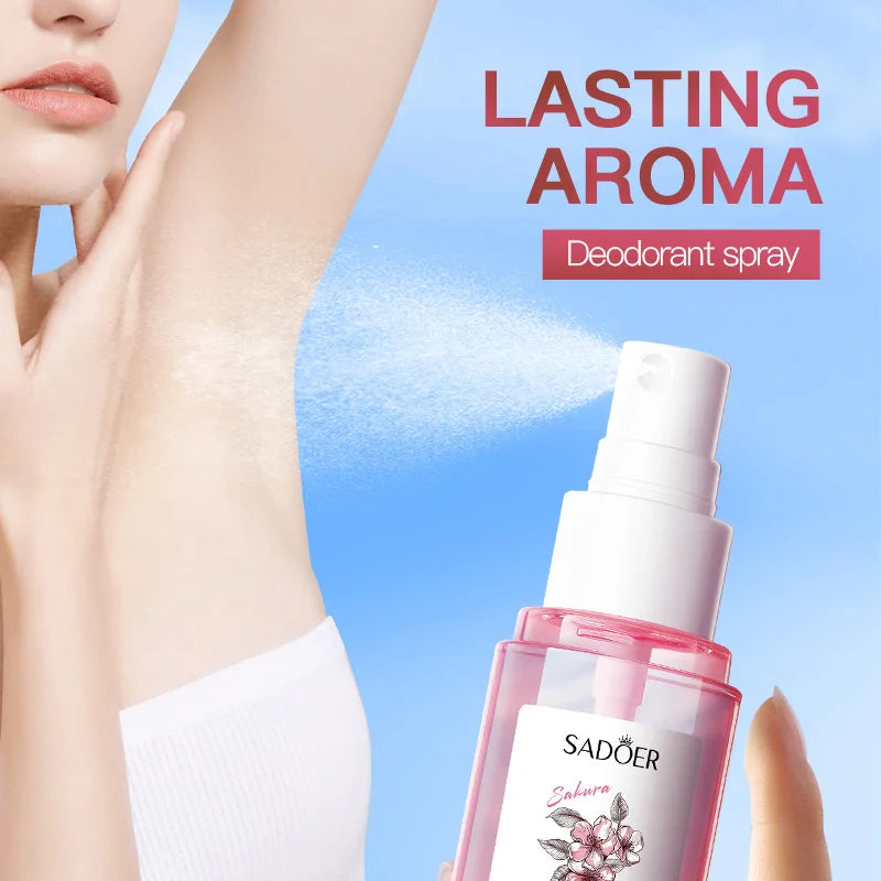 SADOER Cherry Blossom Fragrance Spray Long Lasting Light Scent Alcohol-Free Refreshing Portable Fragrance for Women Daily Office