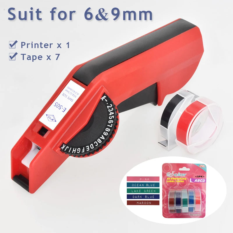 Original Motex E5500 E-505 Manual Label Maker e-5500 Suit For 6/9mm DYMO 3D Embossed Tape Can Replace 1610 12965 1880