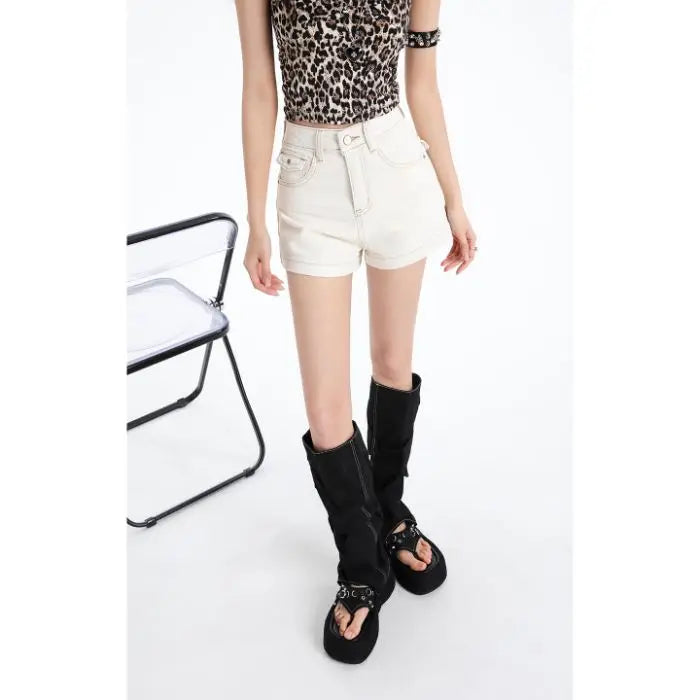 Women’s Denim Shorts Jorts Drawstring Elastic Slimming Short Denim Pants Summer Casual Loose Jeans with Pockets Versatile Jeans