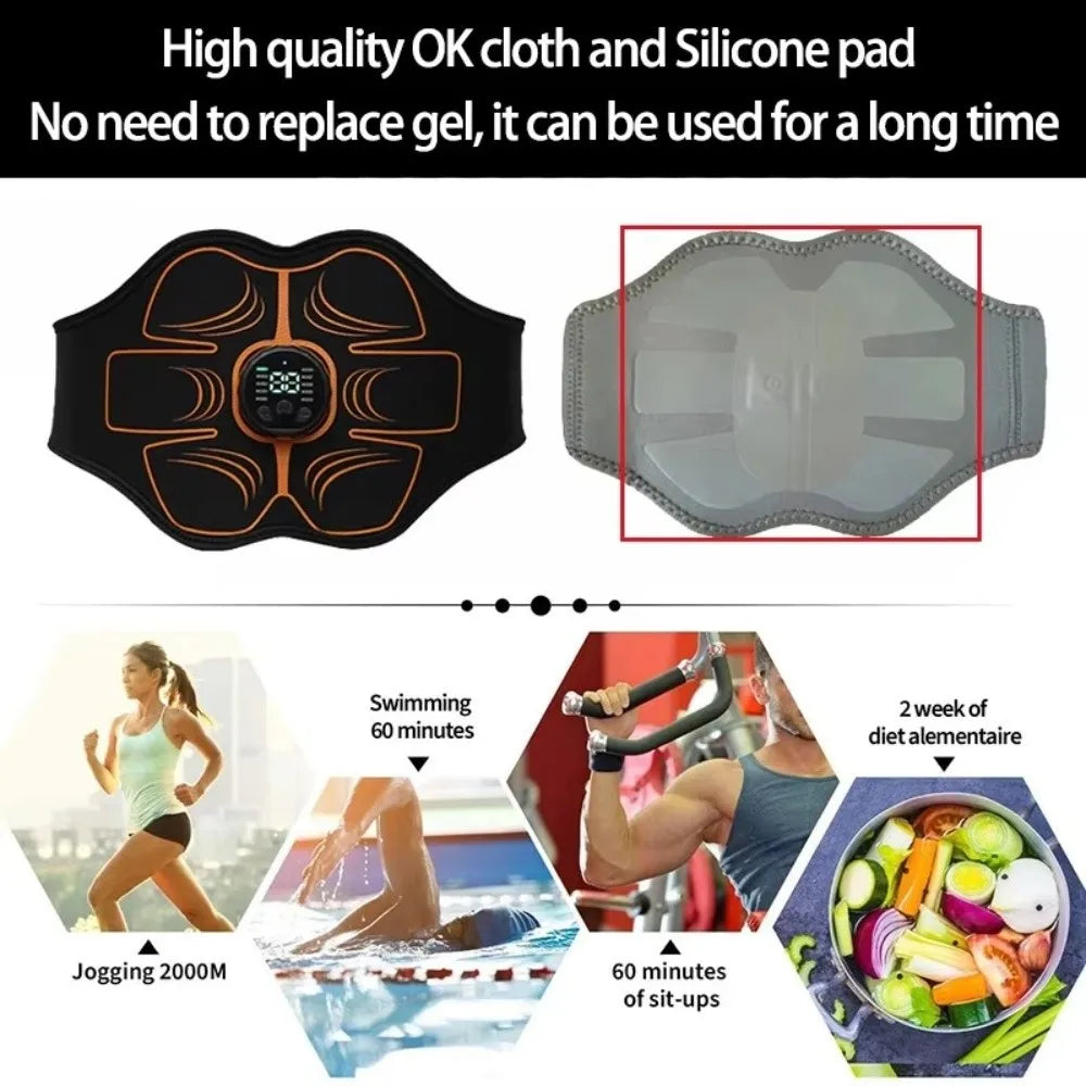 Electric Abdominal Belt Waist Trainer Wireless Abs Trainer USB Recharge Portable EMS Muscle Stimulator Body Slimming