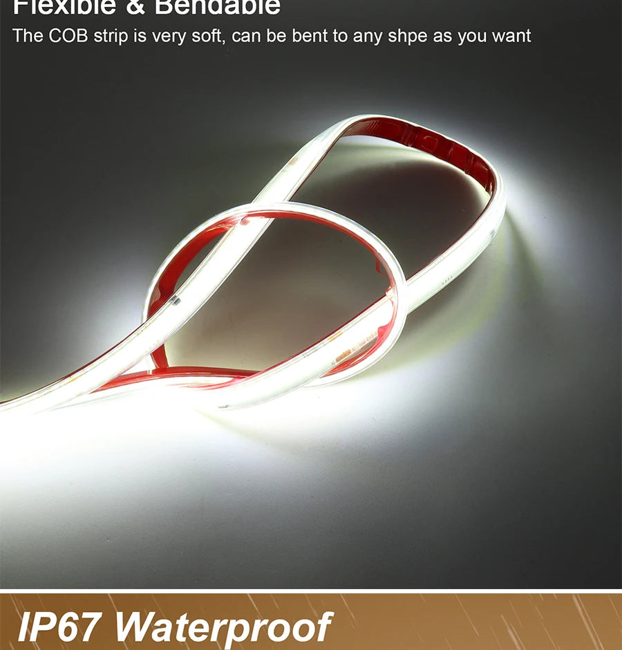 1-50M 220V COB LED Strip Light High Bright Flexible Ribbon Light Tape IP68 Waterproof Outdoor Garden LED Strip 3000K 4000K 6000K
