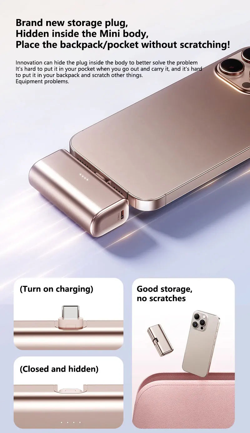 22.5W Fast Charging USB C Power Bank 500000mAh Mini Portable Charger for iPhone 15 16 Android Devices Travel Battery Pack