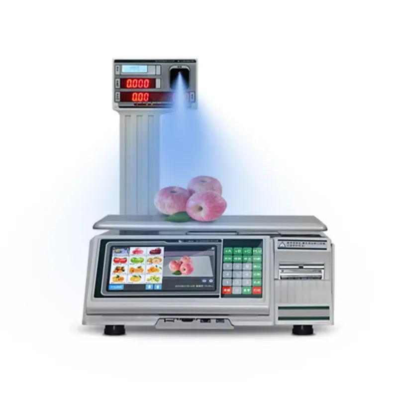 30KG AI Checkout Scale with Barcode Label Recognition POS Systems Auto Weighing for Supermarket Grocery Seafood Snack Store