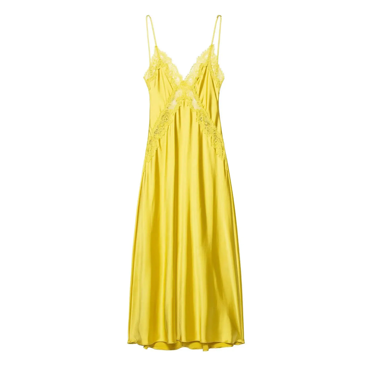 Chic Solid Lace Patchwork Satin Dress Fashion Sleeveless Off-shoulder Sling Maxi Dresses Party Daily Outdoor Casual Attire 2026