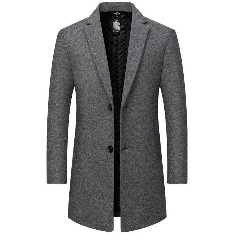 New Men Woolen Business Casual Trench Coats Man Long Jackets Winter Overcoats Male Cashmere Trench Coats Woolen Blends Coats 5XL