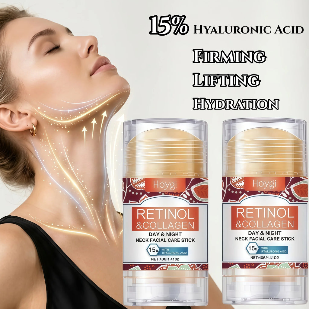 Retinol Collagen Neck and Face Care Stick Fast Hydrating 15% Hyaluronic Acid Anti Wrinkle Anti Aging Neck Line Cream Stick Smooth Fine Lines Sagging Skin Tightening Moisturizing Beauty Stick 40g,Multi Area Application
