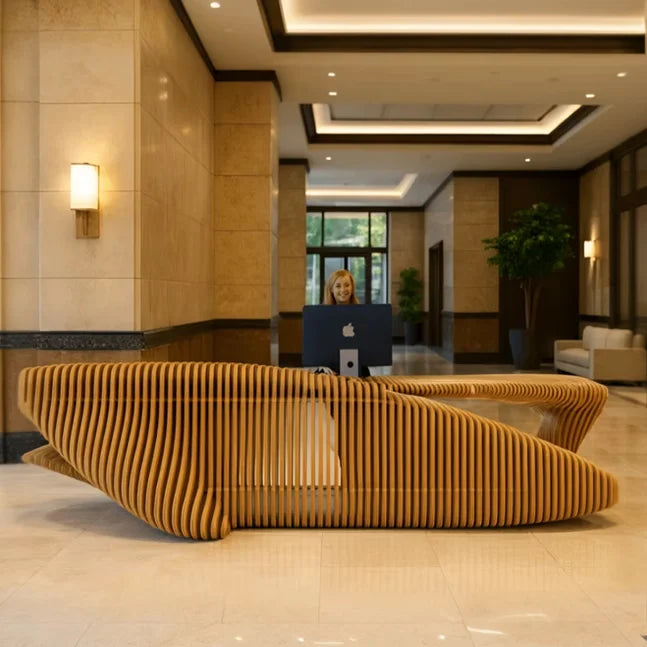 *Customized Reception Desk Modern Furniture Solid Wooden  Table Parametric Furniture  Parametric Furniture