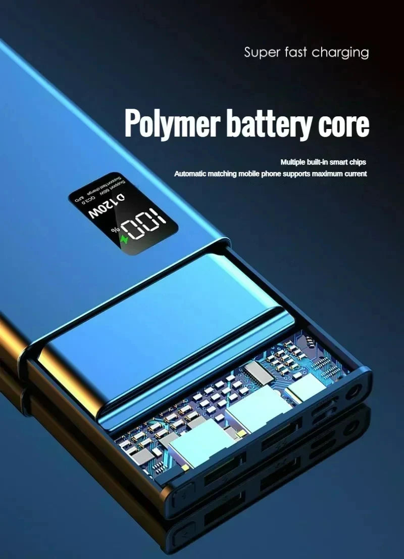 Lenovo 50000mAh 120w Fast Charging  External Battery High Capacity Power Bank Portable Digital Display Charger For Xiaomi