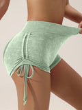 Drawstring Frosted Shorts for Women, Peach Lifting Buttocks, Fitness Cycling, Three Part Pants, Running Sports, Frosted Shorts