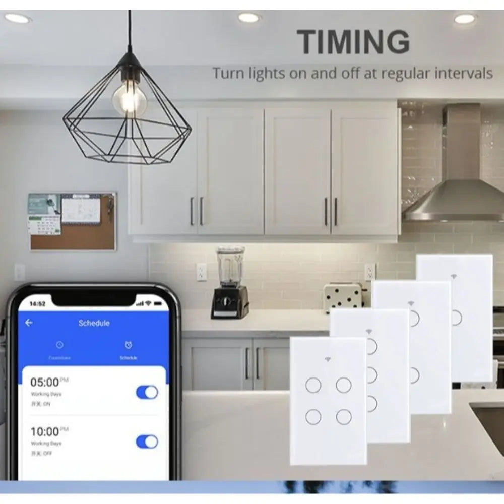 US Plug WiFi Smart Light Switch Single Open App Control Touch Sensor Switch Touch Control Remote Control Wall Switch Smart Home