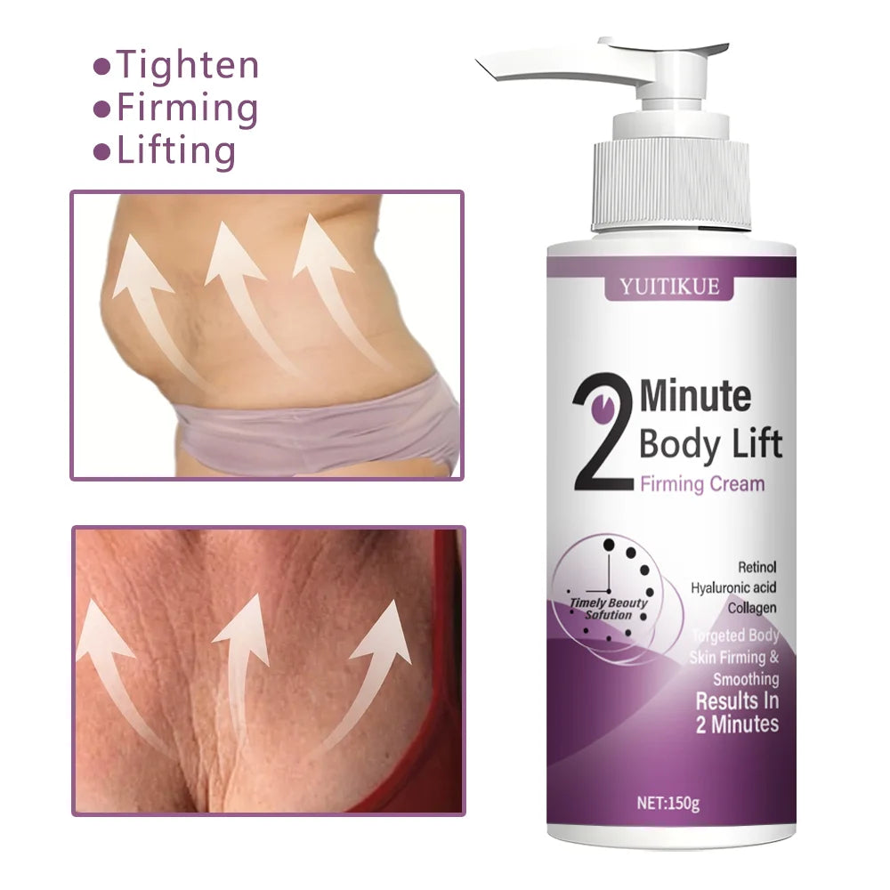 2 Minute Body Lift Firming Cream with Retinol & Hyaluronic Acid, Tightens Belly, Thighs & Arms, 150g