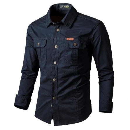 Men's Long Sleeve Outdoor Workwear Shirt Breathable Comfortable Cotton Sweat Absorbent Casual Business Style Loose Fit Spring...