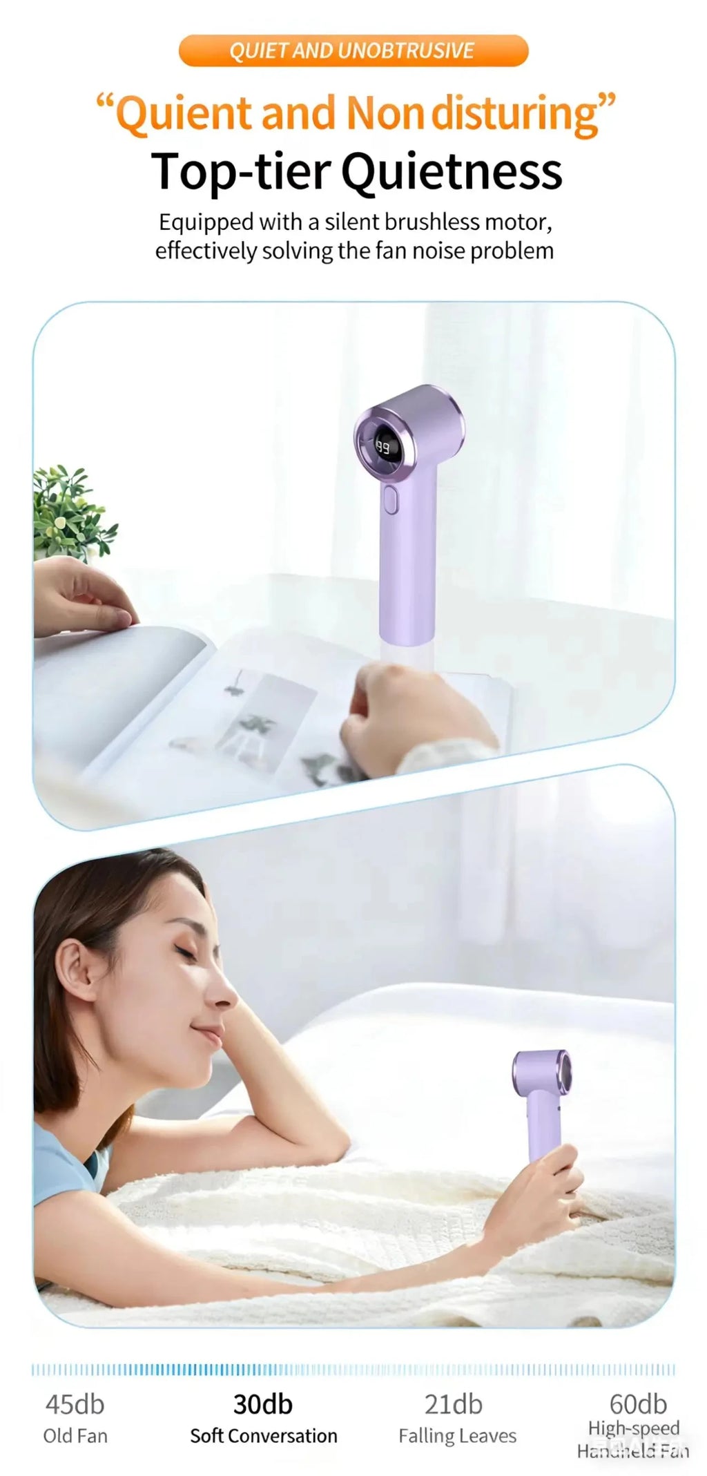 Powerful Mini Handheld Fan, Compact Portable Rechargeable Fan, High Speed Small Pocket Fan for Summer Travel Camping
