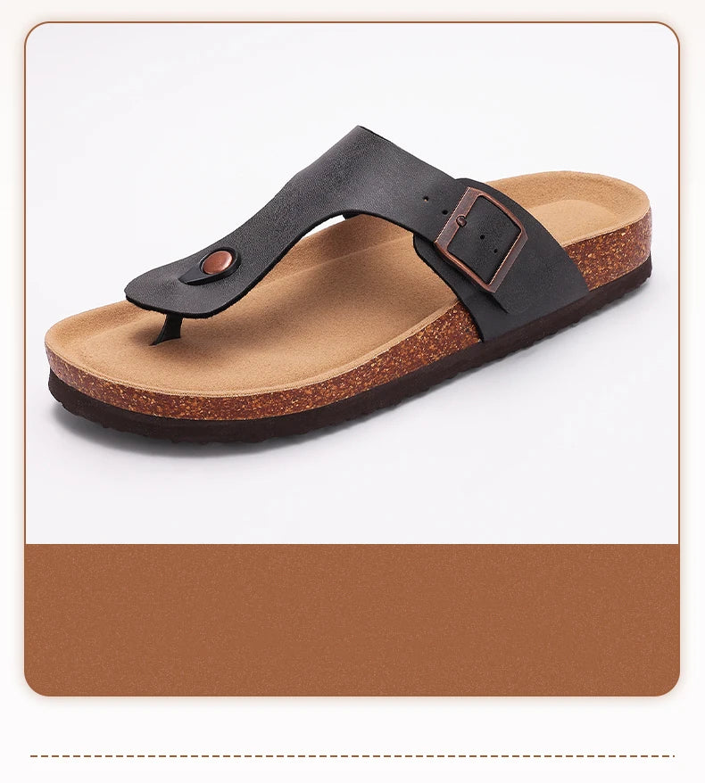 Crestar Womens Mens Sandals Fashion Adjustable Buckle Cork Footbed Slides Outdoor Beach Sliipers with Comfortable Arch Support
