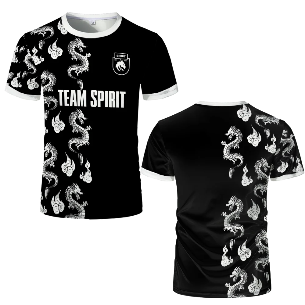 New Team Spirit Jerseys Fashion T-Shirt Game Esports Player Uniforms Competition Men T Shirt Breathable Mesh Fabric Fans Boy Tee