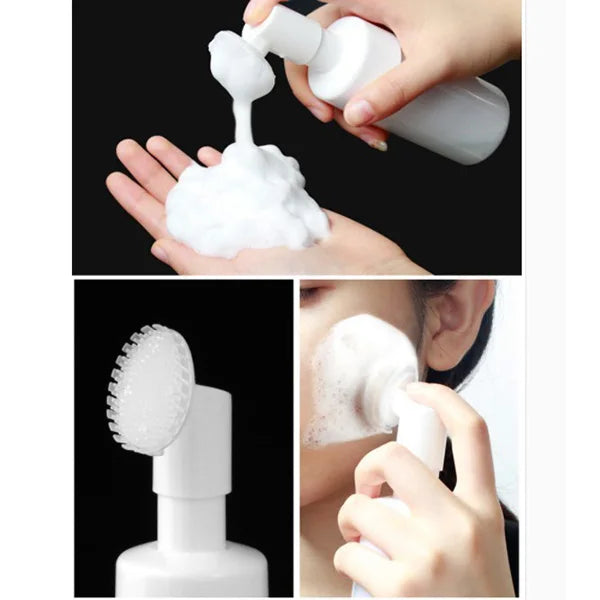 Facial Cleanser Foaming Bottle Mini Foaming Soap Dispenser With Clean Brush Head For Home Outdoor,Transparent Foam Bottle