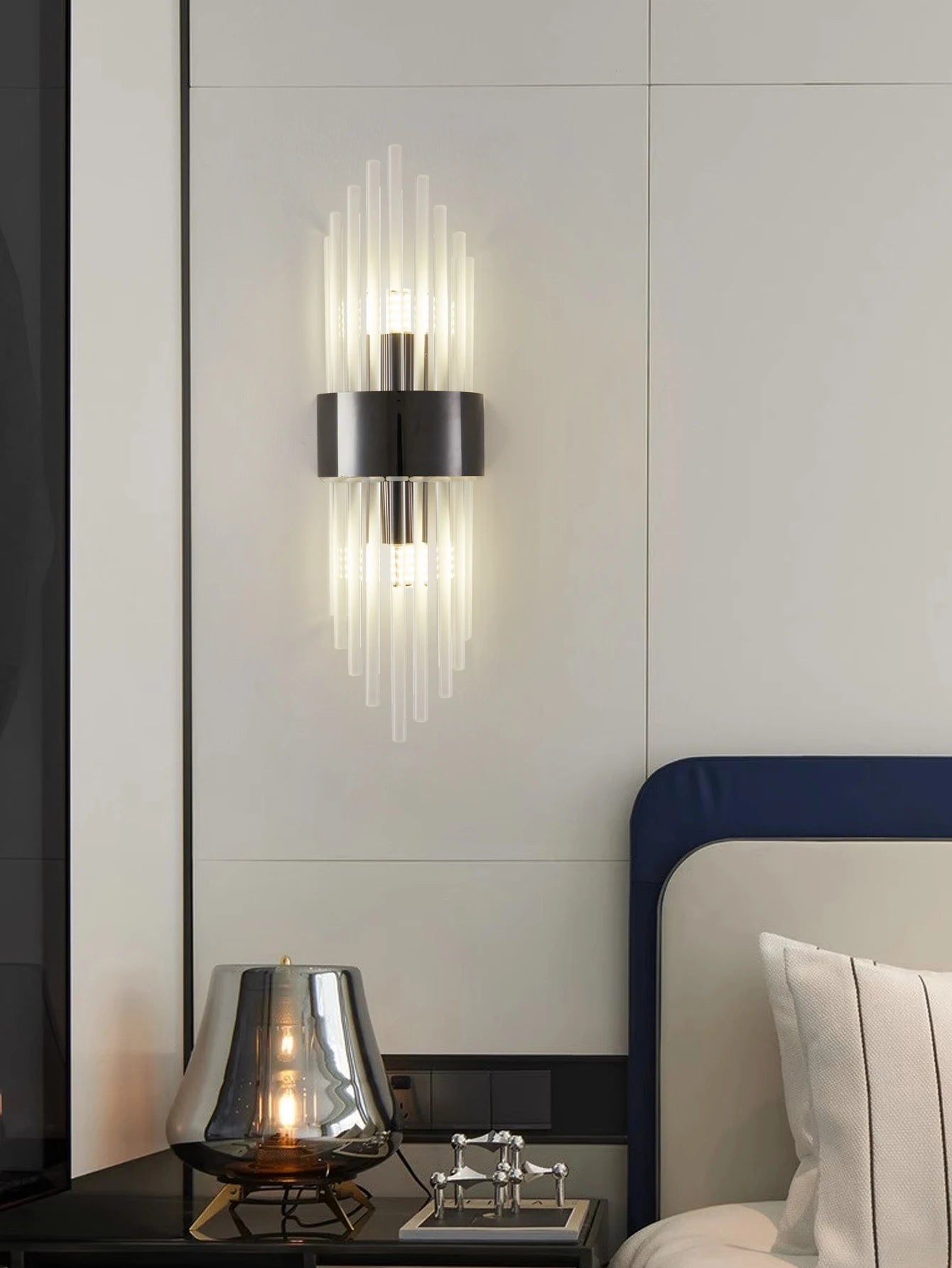 Gold/Black Stainless Steel Crystal Wall Sconce for Living Room, Bedroom, Kitchen Home Decor Lighting, G9 Light Source