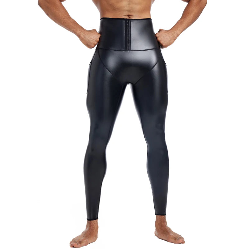 CHENYE Men High waist Leather Pants Skinny Stretch PU Trouser Nightclub Party Rock Steampunk PU Leather Pants 3-hook with Pocket