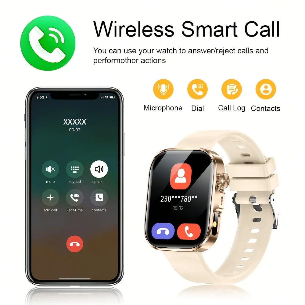 New Sports Men'S Smart Watch, Smartwatch (Make/Receive Calls), APP Message Sync Alerts, Remote Camera Control, Sedentary Reminder, Music Playback, Weather Display, Voice Assistant, Find My Phone, Durable Smart Watch for Iphon