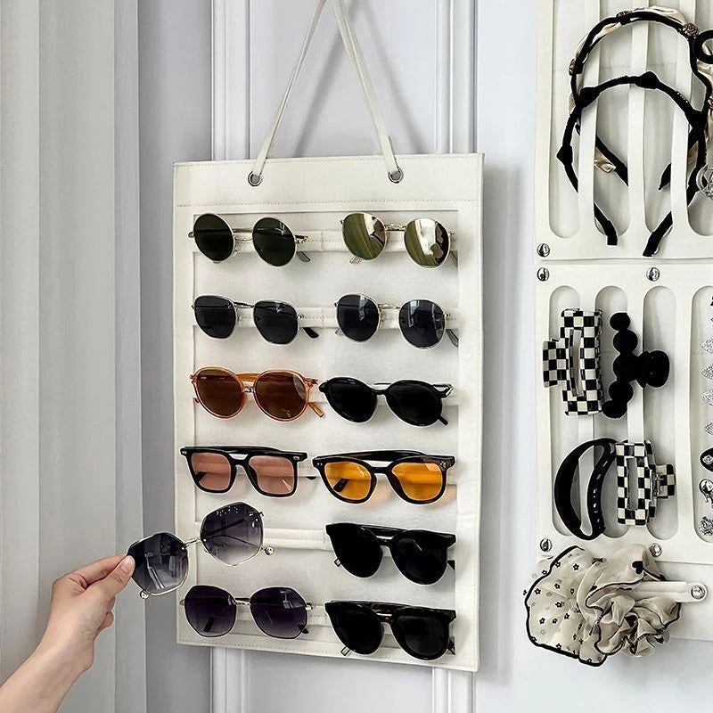 Hanging Hair Claws Clip Storage Pink Organizer For Women Girls Felt Headbands Display Hairpin Sunglasses Accessories Holder Bag