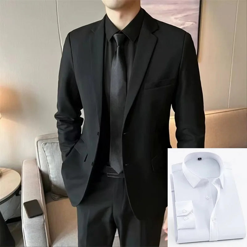 Black Casual Business Tailored Men's Jacket Youth Large Size Single Piece Wedding Groomsmen Suit Standard Fit Professional Style