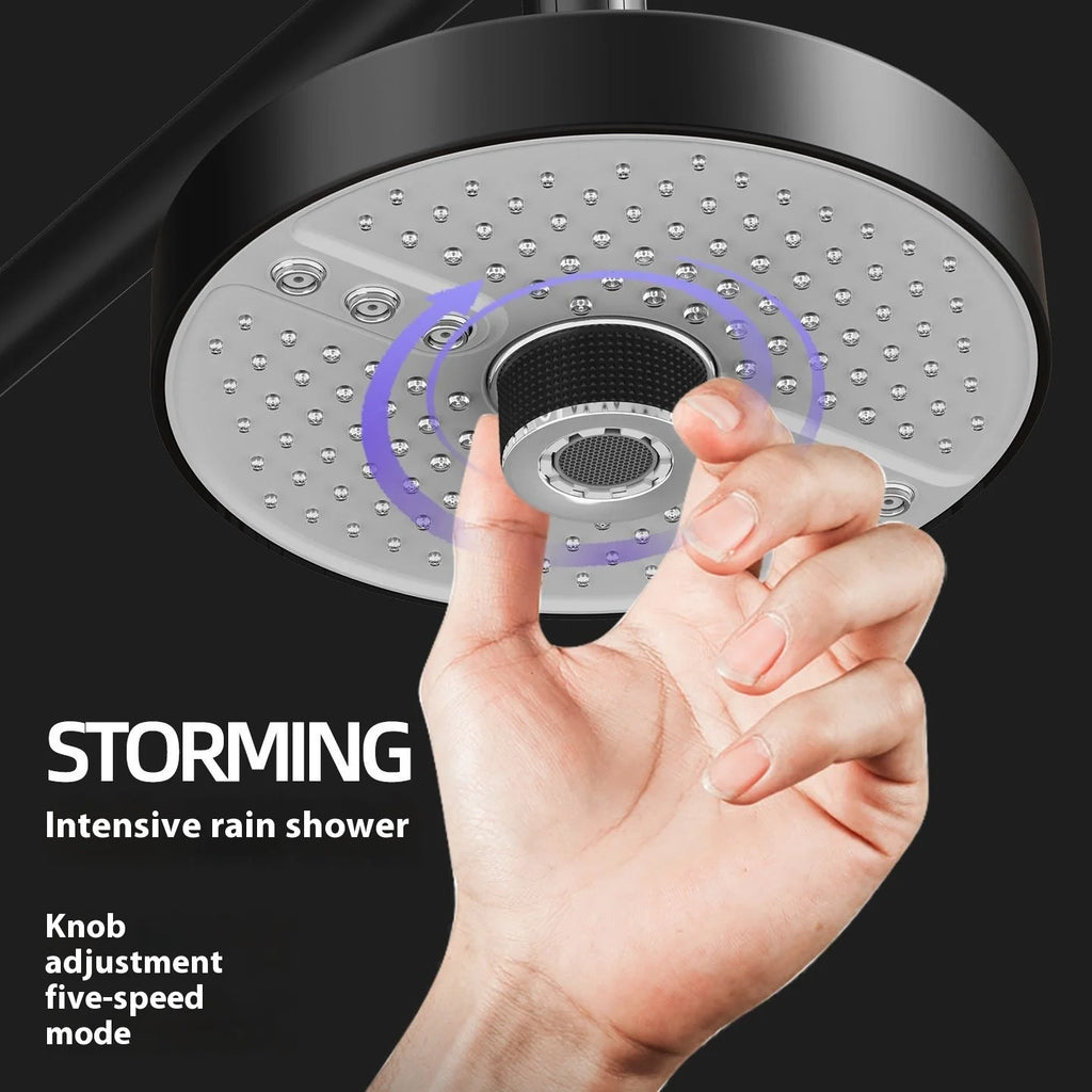 Adjustable 5 Speed Shower Head 7 inches Overhead Showerhead Liquid Silicone Water Outlet Shower for Bathroom Accessories