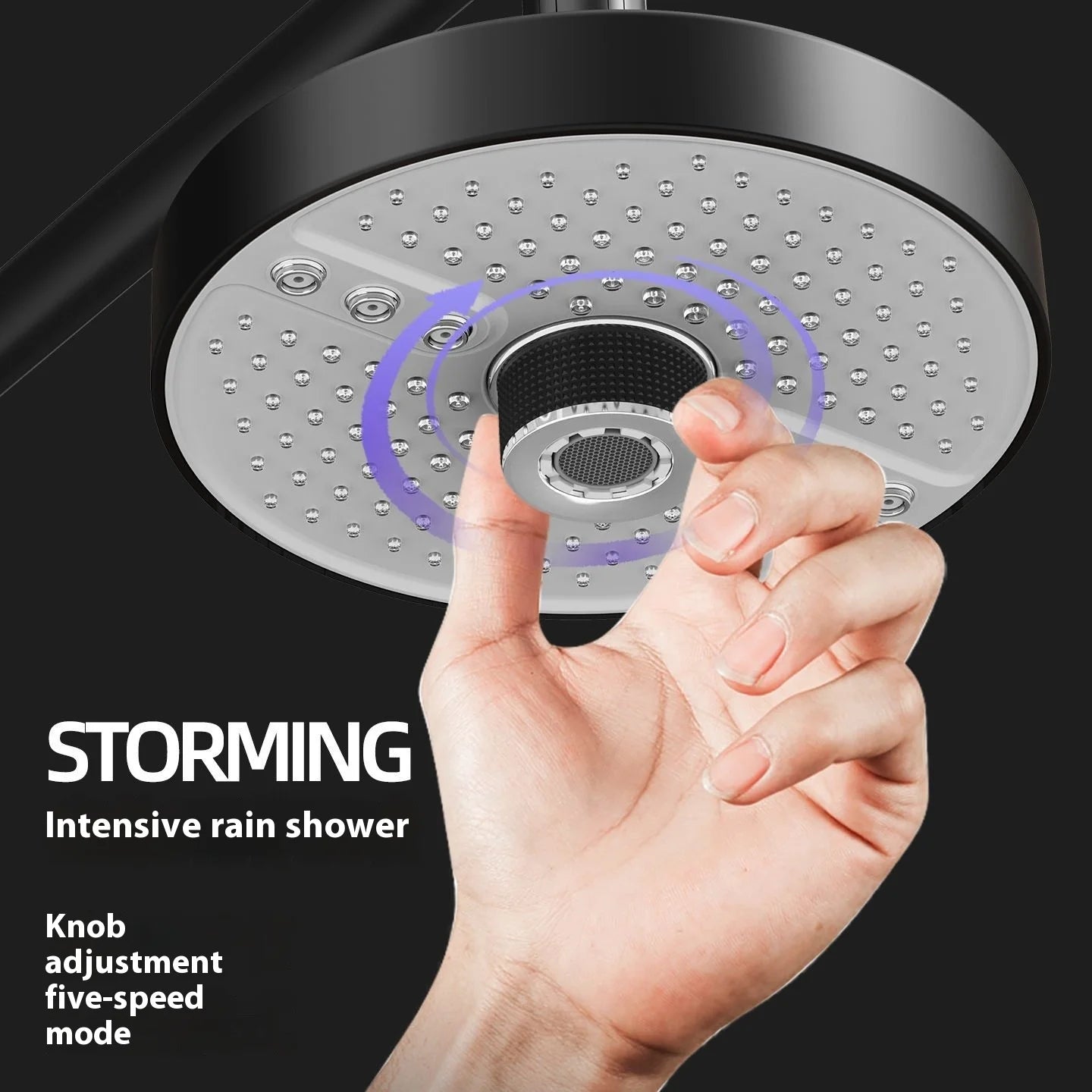 Adjustable 5 Speed Shower Head 7 inches Overhead Showerhead Liquid Silicone Water Outlet Shower for Bathroom Accessories