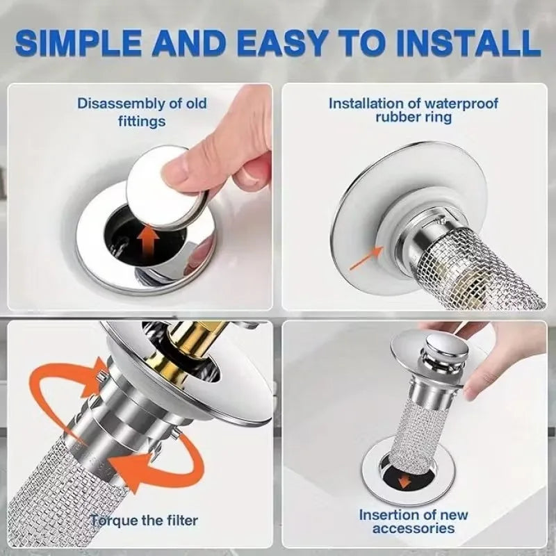 1-20PCS Kitchen Bathroom Sink Stopper Stainless Steel Rust Proof Drain Strainer Anti Odor Anti Clog Pop Up Drain Filter