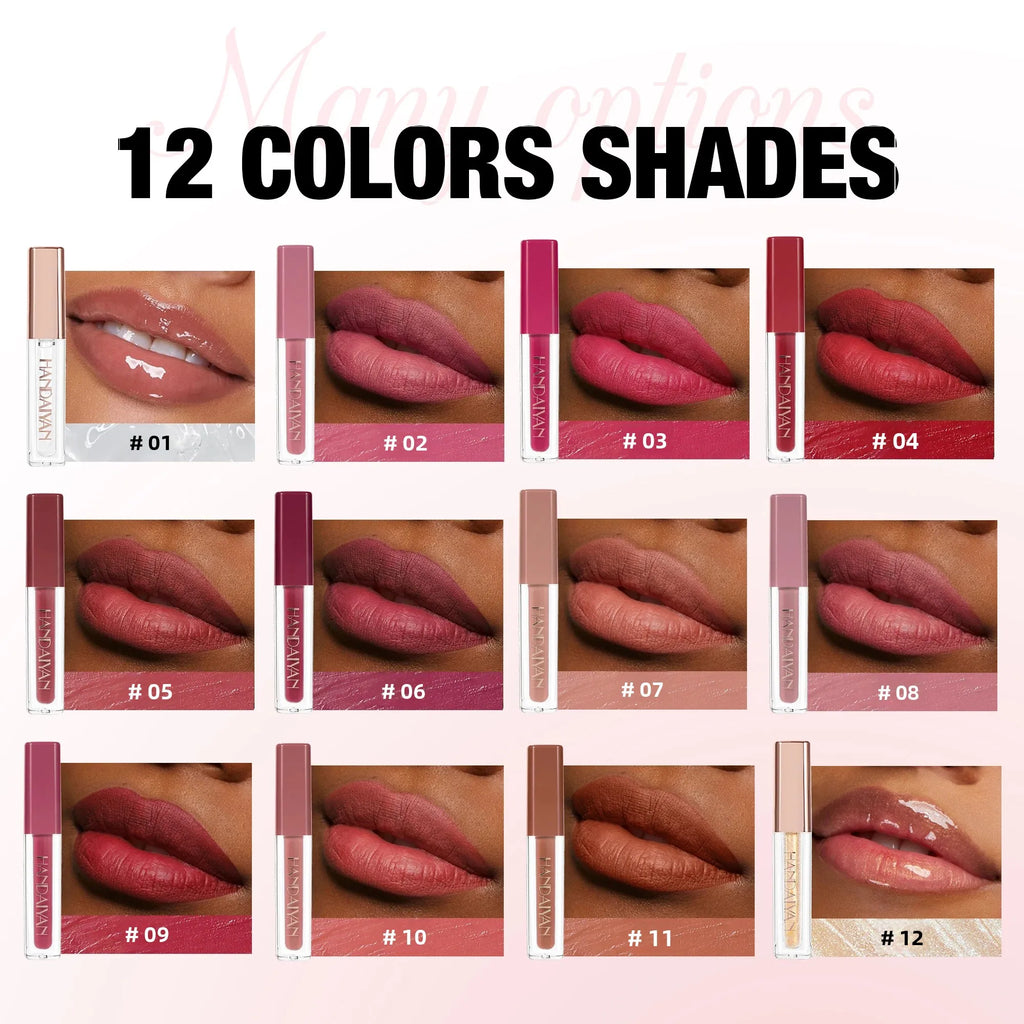 12 Shades Velvet Lipstick Set Nude Matte Lip Gloss Long Lasting Waterproof Smudge Proof Beauty Makeup Kit