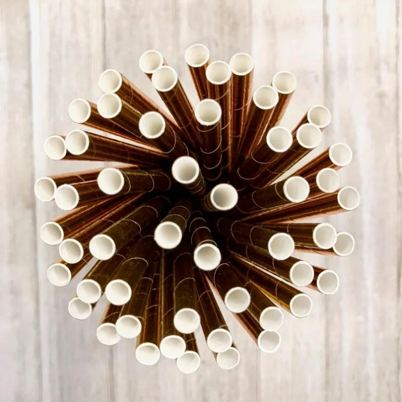 100 Gold Foil Straws, Holiday, New Years, Birthday, Wedding, Party Supply,Disposable Biodegradable, Cake Pop Sticks