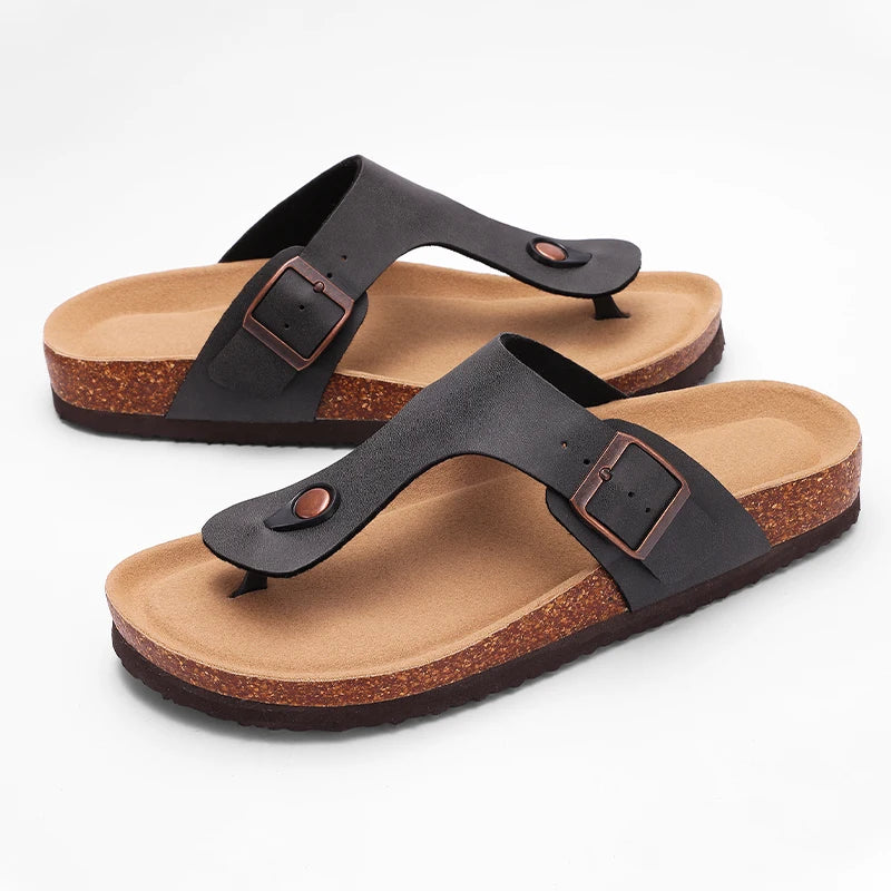 Crestar Womens Mens Sandals Fashion Adjustable Buckle Cork Footbed Slides Outdoor Beach Sliipers with Comfortable Arch Support
