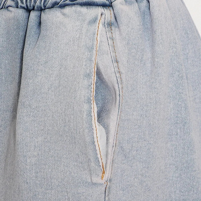 2 Piece Set Women Denim Ensemble Strapless Top Sleeveless Backless Zipper Elastic Waist Jeans Suit Streetwear 2025 Sexy Outfits