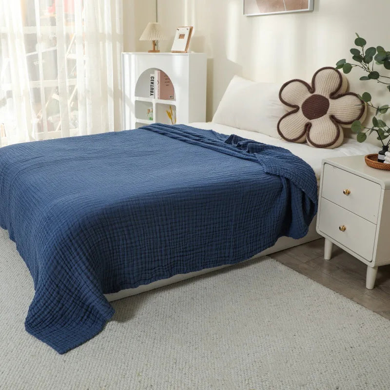 100% Cotton Blanket for Bed Soft Muslin Bed Blankets, Lightweight Breathable Bedspread Coverlet All Season Gauze Throw Blanket