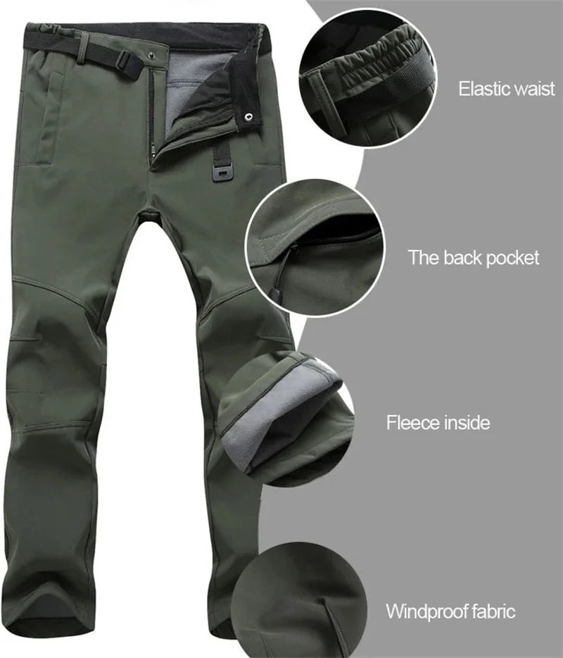 Winter Pants Men Soft Shell Fleece Warm Long Trousers Casual Sports Outdoors Sports Tactical Cargo Windproof Windproof Keepwarm