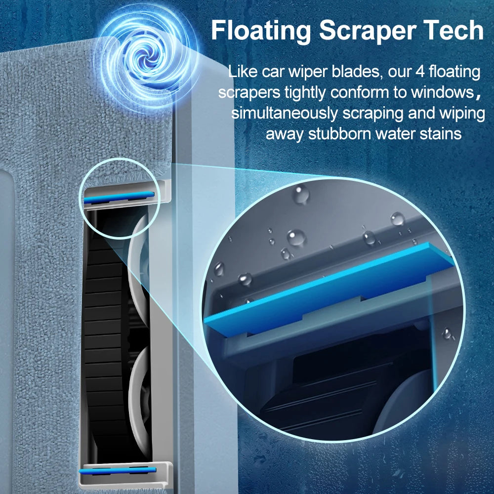 Robot Window Vacuum Cleaner ABIR WD9,4-Way Water Spray, Laser Sensor,9000PA Suction, Low Nosise,Wet Dry Scrape & Wipe in One