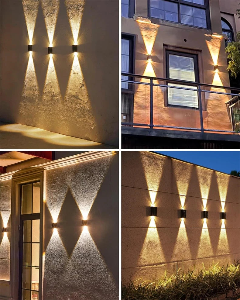 LED Outdoor Solar Wall Light Up And Down Luminous Garden Lamp Villa Courtyard Porch Street Decorative Lighting Wall Washer Light