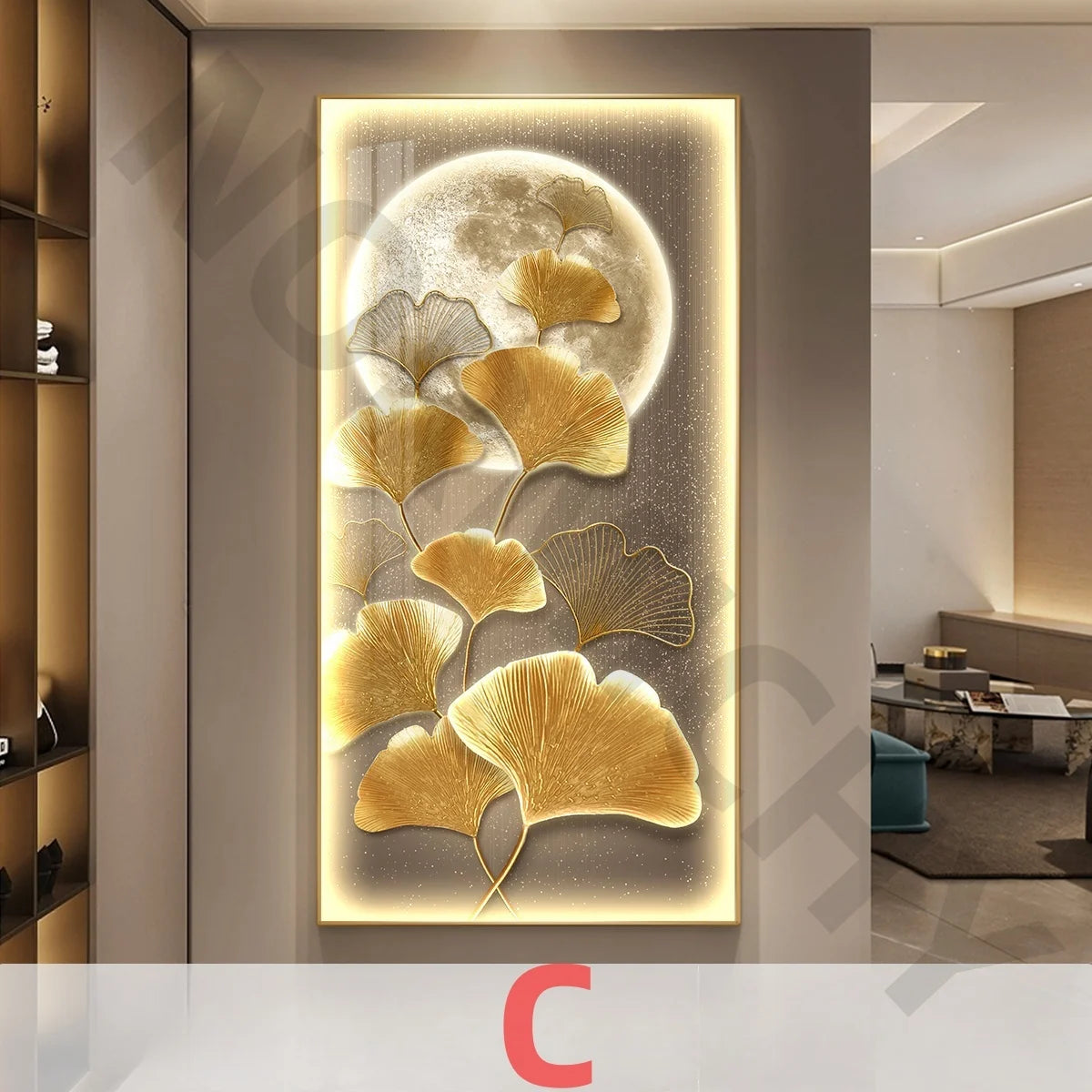 Led Light  Decorate living room dining room  orridor Bedroom staircase Simple Modern Hanging Painting Mural Ginkgo Mural Lamp
