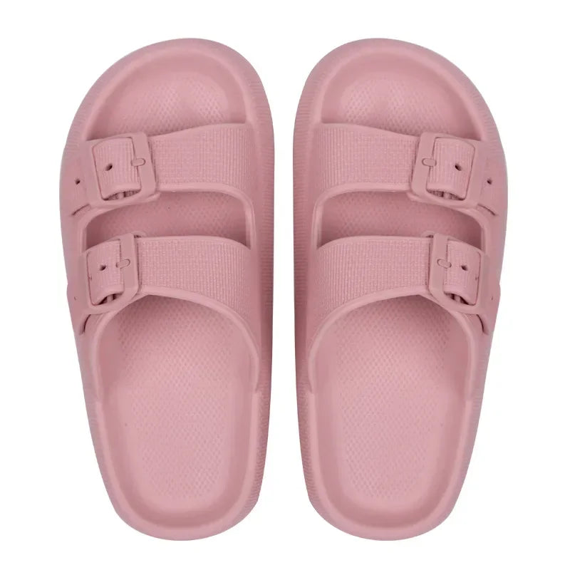 Women Summer Adjustable Sandals Bathroom Home Slippers Outdoor Beach Slides Cloud Casual Soft Flip Flops Non Slip Men Male House