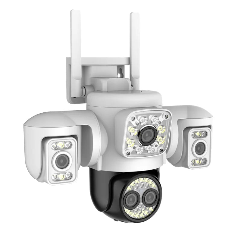 Security Protection 10K WiFi Camera Outdoor Four Lens Triple Screen 10X Zoom 360° CCTV Surveillance Yoosee 20MP Security Cameras