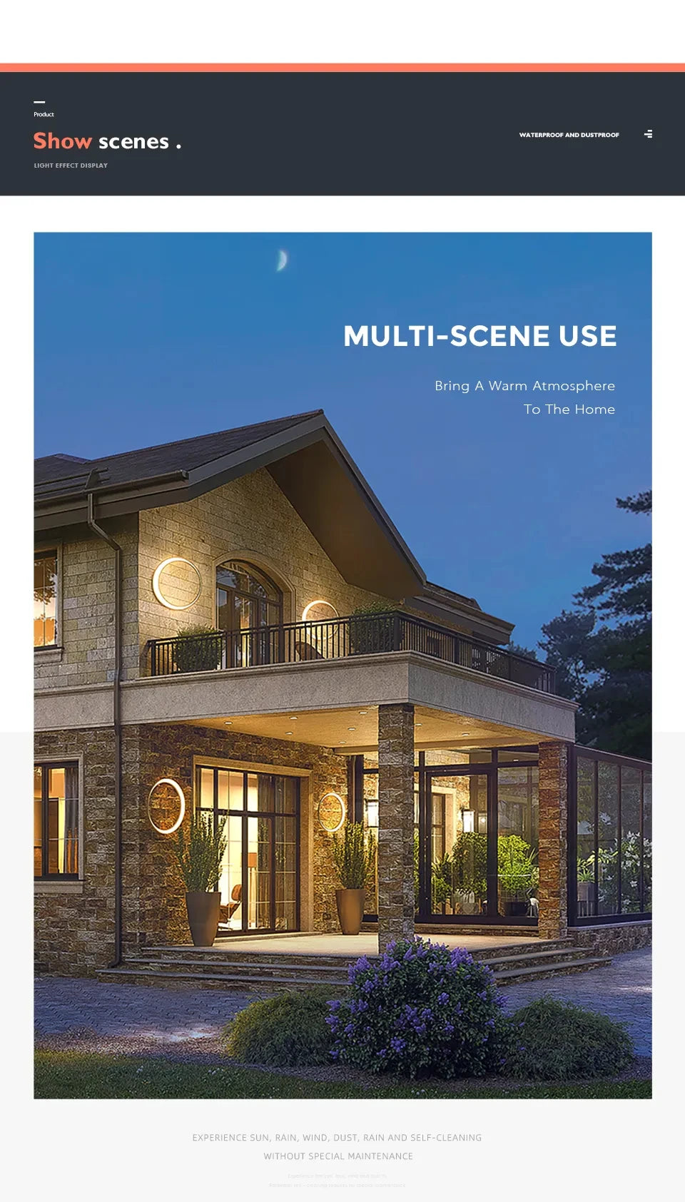 Outdoor Moon Wall Light Modern IP65 Waterproof Porch Garden Wall Lamp Patio Garage Door Antiwa Fixtures Lighting Decoration