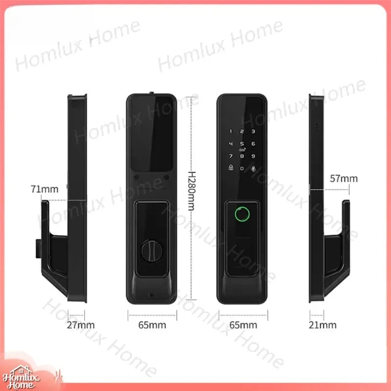 Tuya WiFi Fingerprint Doorbell Smart Door Lock with Push Pull Mechanism Aluminum Alloy 5050 Pin Code Keyless Lock
