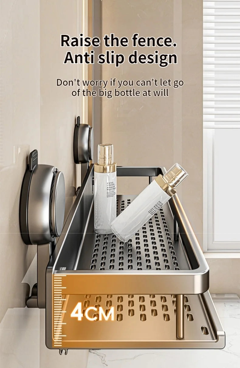 No Drill Bathroom Suction Cup Storage Shelf Storage Shelf Bathroom Perforation-Free Wall Hanging Vanity Toilet Triangle Basket R